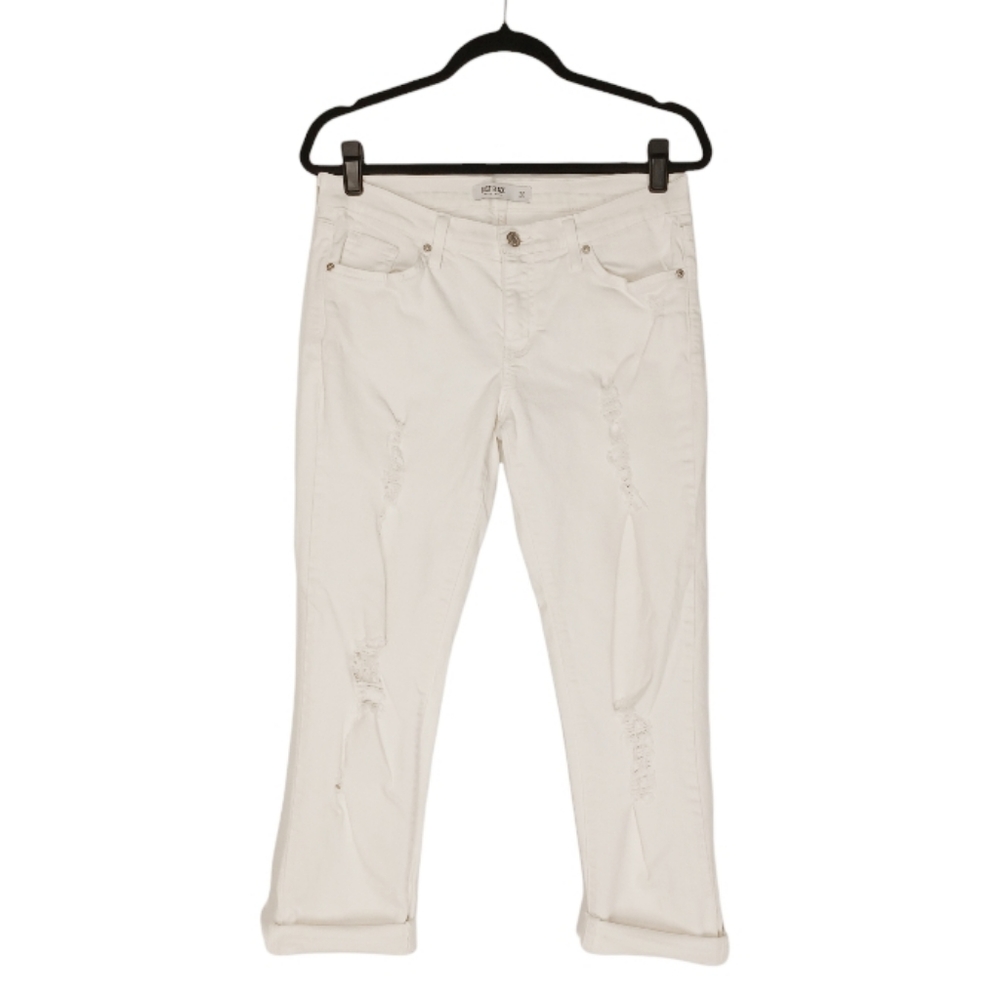JUST BLACK White Distressed Slim Jeans 28